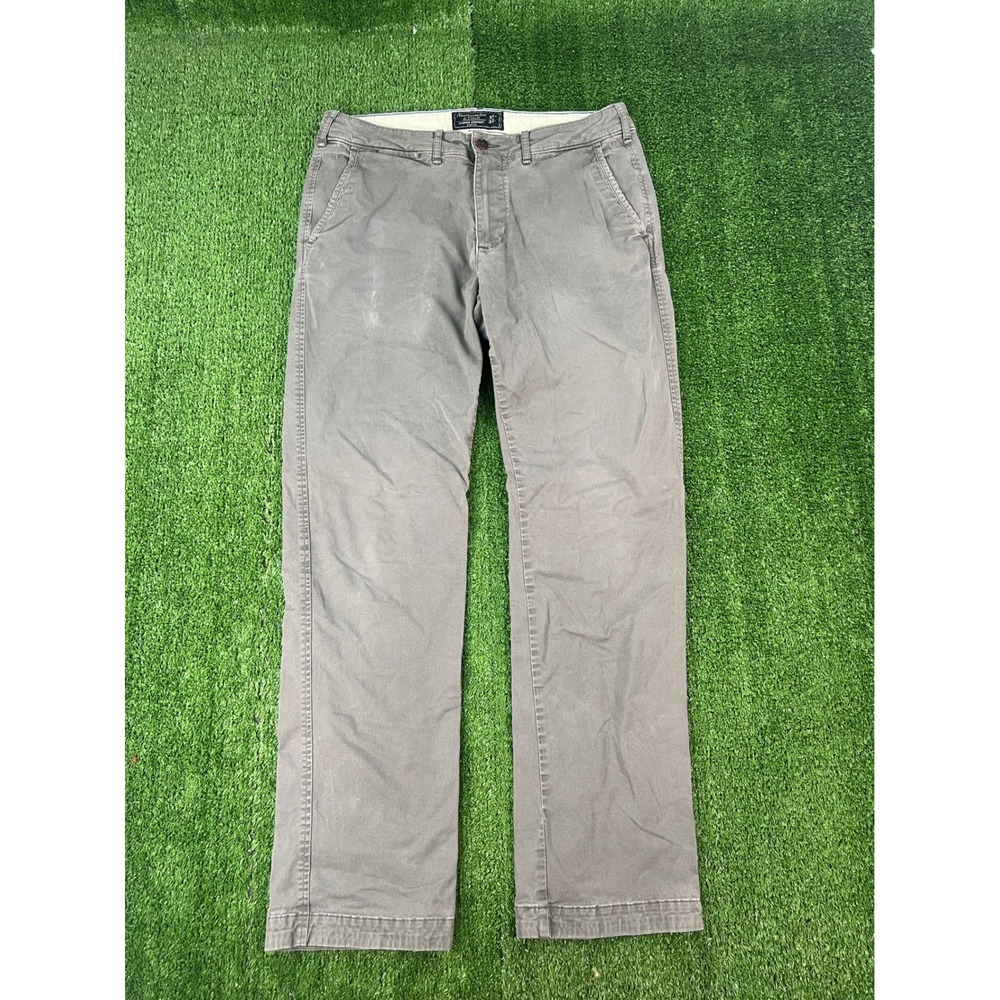 Abercrombie & Fitch Kennan Straight Stretch Chino Pants Grey 31x32 Mens